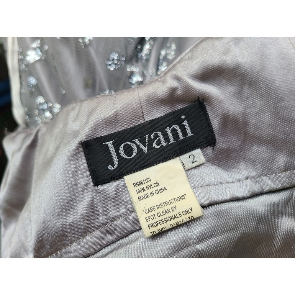Jovani Sz 2 Mermaid Formal Prom Dress Silver Sparkly Cheetah Y2K McBling Studded - Picture 8 of 11